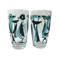 Load image into Gallery viewer, Dyball Signed Turquoise Atomic Birds Glasses (Set of 5)
