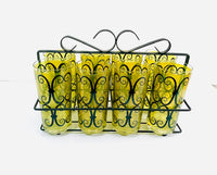 Load image into Gallery viewer, Fred Press Signed Mid-Century Chartreuse and Black Scroll 9-Piece Set
