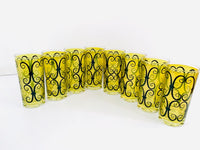 Load image into Gallery viewer, Fred Press Signed Mid-Century Chartreuse and Black Scroll 9-Piece Set
