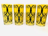 Load image into Gallery viewer, Fred Press Signed Mid-Century Chartreuse and Black Scroll 9-Piece Set
