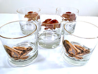 Load image into Gallery viewer, Couroc Signed Mid-Century Golden Rabbit Glasses (Set of 5)
