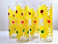 Load image into Gallery viewer, Federal Glass Retro Yellow Daisies Tall Collins Glasses (Set of 4)
