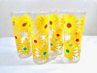 Load image into Gallery viewer, Federal Glass Retro Yellow Daisies Tall Collins Glasses (Set of 4)
