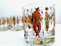 Load image into Gallery viewer, Culver Mid-Century Mardi Gras Jester Old Fashion With Jewels Glasses (Set of 4)

