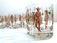Load image into Gallery viewer, Culver Mid-Century Mardi Gras Jester Old Fashion With Jewels Glasses (Set of 4)
