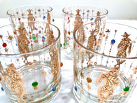Load image into Gallery viewer, Culver Mid-Century Mardi Gras Jester Old Fashion With Jewels Glasses (Set of 4)
