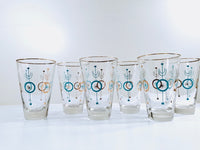 Load image into Gallery viewer, Libbey Nordic Turquoise and 22-Karat Gold Glasses (Set of 6)
