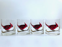 Load image into Gallery viewer, Couroc Signed Mid-Century Red Cardinal Old Fashion Glasses (Set of 4)
