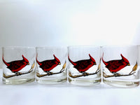 Load image into Gallery viewer, Couroc Signed Mid-Century Red Cardinal Old Fashion Glasses (Set of 4)
