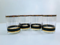 Load image into Gallery viewer, Culver Signed Mid-Century Black and 22-Karat Gold Devon Double Old Fashion Glasses (Set of 4)
