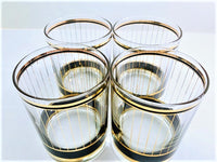 Load image into Gallery viewer, Culver Signed Mid-Century Black and 22-Karat Gold Devon Double Old Fashion Glasses (Set of 4)
