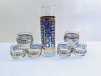 Load image into Gallery viewer, Culver Signed Mid-Century Blue -Green and 22-Karat Gold 8-Piece Cocktail Set
