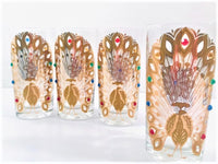 Load image into Gallery viewer, Culver Signed Mid-Century 22-Karat Gold Peacock Highball Glasses (Set of 4)
