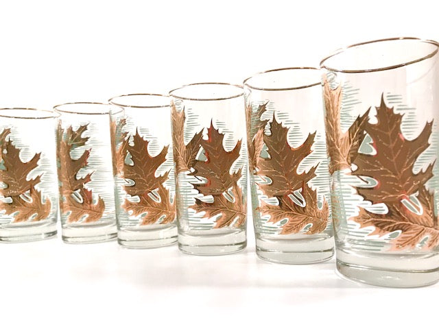 Libbey Mid-Century Golden Foliage Glasses (Set of 6)