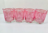 Load image into Gallery viewer, Georges Briard Signed Mid-Century Red Geometric Grid Double Old Fashion Glasses (Set of 4)

