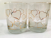 Load image into Gallery viewer, Culver Signed Mid-Century Frosted Hearts Double Old Fashion Glasses (Set of 4)
