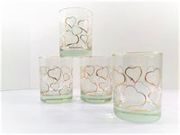 Load image into Gallery viewer, Culver Signed Mid-Century Frosted Hearts Double Old Fashion Glasses (Set of 4)
