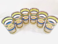 Load image into Gallery viewer, Culver Signed Mid-Century Rondo Blue-Green and Gold Stripe Highball Glasses (Set of 6)
