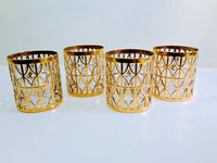 Load image into Gallery viewer, Imperial Glass Company – El Tabique D’Oro 22-Karat Gold Mid-Century Double Old Fashion Glasses (Set of 4)
