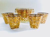Load image into Gallery viewer, Culver Signed Mid-Century 22-Karat Gold Clover 5-Piece Cocktail Bar Set
