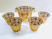 Load image into Gallery viewer, Culver Signed Mid-Century 22-Karat Gold Clover 5-Piece Cocktail Bar Set

