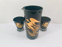 Load image into Gallery viewer, Gay Fad Glass Mid-Century Mod Birds In Flight 3 piece Bar Set
