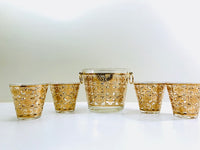 Load image into Gallery viewer, Culver Signed Mid-Century 22-Karat Gold Clover 5-Piece Cocktail Bar Set

