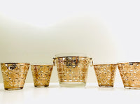 Load image into Gallery viewer, Culver Signed Mid-Century 22-Karat Gold Clover 5-Piece Cocktail Bar Set
