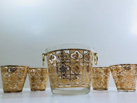 Load image into Gallery viewer, Culver Signed Mid-Century 22-Karat Gold Clover 5-Piece Cocktail Bar Set
