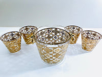 Load image into Gallery viewer, Culver Signed Mid-Century 22-Karat Gold Clover 5-Piece Cocktail Bar Set
