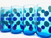Load image into Gallery viewer, Retro Blue Polka Dot 9-Piece Set (8 Highball Glasses &amp; Pitcher)
