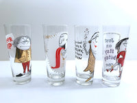 Load image into Gallery viewer, Mid-Century Osborne Kemper Thomas Humorous Tall Collins Glasses (Set of 4)
