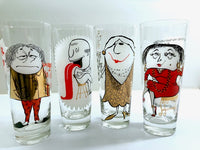 Load image into Gallery viewer, Mid-Century Osborne Kemper Thomas Humorous Tall Collins Glasses (Set of 4)
