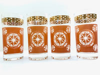 Load image into Gallery viewer, Vintage Terra Cotta and Gold Atomic Highball Glasses (Set of 4)
