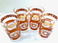 Load image into Gallery viewer, Vintage Terra Cotta and Gold Atomic Highball Glasses (Set of 4)
