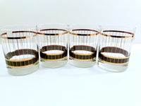 Load image into Gallery viewer, Culver Mid-Century Black and 22-Karat Gold Devon Double Old Fashion Glasses (Set of 4)
