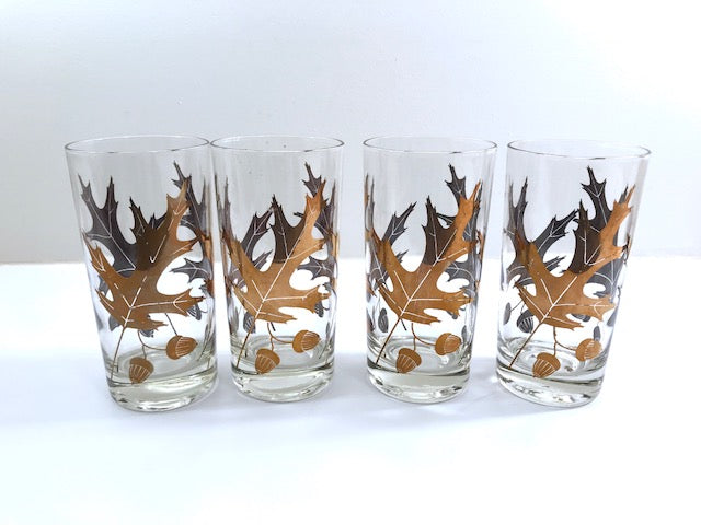 Mid-Century 22-Karat Gold Oak Leaf and Acorn Glasses (Set of 4)