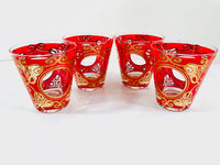 Load image into Gallery viewer, Culver Signed Gold and Red Regal Scroll Double Old Fashion Glasses (Set of 4)
