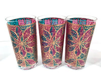 Load image into Gallery viewer, Georges Briard Signed Mid-Century Stained Glass Poinsettia Highball Glasses (Set of 6)
