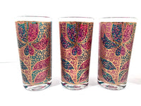 Load image into Gallery viewer, Georges Briard Signed Mid-Century Stained Glass Poinsettia Highball Glasses (Set of 6)
