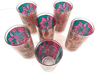 Load image into Gallery viewer, Georges Briard Signed Mid-Century Stained Glass Poinsettia Highball Glasses (Set of 6)
