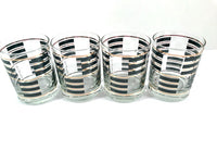 Load image into Gallery viewer, Georges Briard Signed Gold and Black Geometric Double Old Fashion Glasses (Set of 4)
