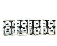 Load image into Gallery viewer, Cera Signed Black and White Geometric Double Old Fashion Glasses (Set of 4)
