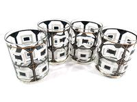Load image into Gallery viewer, Cera Signed Black and White Geometric Double Old Fashion Glasses (Set of 4)
