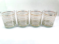 Load image into Gallery viewer, Georges Briard Signed Gold and White Stripe Double Old Fashion Glasses (Set of 4)

