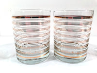 Load image into Gallery viewer, Georges Briard Signed Gold and White Stripe Double Old Fashion Glasses (Set of 4)
