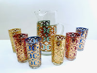 Load image into Gallery viewer, Culver Mid-Century Golden Scroll 7-Piece Cocktail Set
