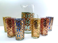 Load image into Gallery viewer, Culver Mid-Century Golden Scroll 7-Piece Cocktail Set
