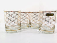Load image into Gallery viewer, Culver Signed 22 Karat Gold Swirl Double Old Fashion Glasses (Set of 4)
