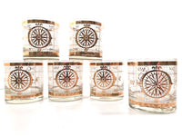 Load image into Gallery viewer, Georges Briard Signed Mid-Century Golden Nautical Glasses (Set of 6)
